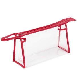 BuyAgain Clear Makeup Bag, Multi-purpose Transparent Waterproof Toiletry Bag with Zipper Travel Pouch Red