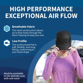 TrailHeads Women\'s Race Day Performance Running Cap, Lightweight & Quick Drying Mesh Sports Hat with Reflective Trim, Adjustable Fit - White-Black 2-pk