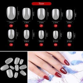 Sethexy Short Oval False Nails 500Pcs 10Sizes Full Cover Acrylic Nail Tips for Art Nail Design (Natural)