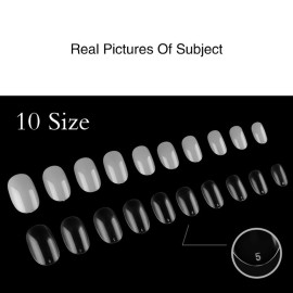 Sethexy Short Oval False Nails 500Pcs 10Sizes Full Cover Acrylic Nail Tips for Art Nail Design (Natural)