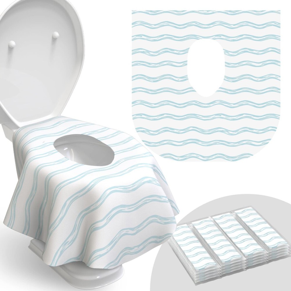 Toilet Seat Covers Disposable - 20 Pack - Waterproof, Ideal for Kids and Adults - Extra Large, Individually Wrapped for Travel, Toddlers Potty Training in Public Restrooms (Waves, 20)