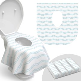 Toilet Seat Covers Disposable - 20 Pack - Waterproof, Ideal for Kids and Adults - Extra Large, Individually Wrapped for Travel, Toddlers Potty Training in Public Restrooms (Waves, 20)