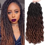 18 Inch Goddess Faux locs Crochet Hair 6 Packs/Lot Soft Gypsy Locs Wavy Crochet Braids Dreadlocks 3Tone Curly Wavy Twist Braiding Hair Extensions African Roots Braid 1B/4/30)