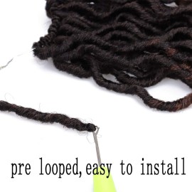 18 Inch Goddess Faux locs Crochet Hair 6 Packs/Lot Soft Gypsy Locs Wavy Crochet Braids Dreadlocks 3Tone Curly Wavy Twist Braiding Hair Extensions African Roots Braid 1B/4/30)