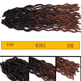 18 Inch Goddess Faux locs Crochet Hair 6 Packs/Lot Soft Gypsy Locs Wavy Crochet Braids Dreadlocks 3Tone Curly Wavy Twist Braiding Hair Extensions African Roots Braid 1B/4/30)