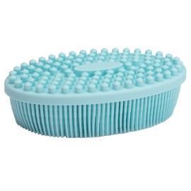 DNC Exfoliating Silicone Body Scrubber Shower Bath Body Brush loofah Easy to Clean, Lathers Well, Eco Friendly, Long Lasting (Blue