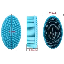 DNC Exfoliating Silicone Body Scrubber Shower Bath Body Brush loofah Easy to Clean, Lathers Well, Eco Friendly, Long Lasting (Blue