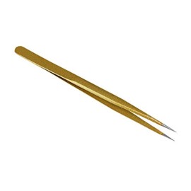 Tvoip 2 Pcs Gold Stainless Steel Tweezers for Eyelash Extensions, Straight and Curved Tip Tweezers Nippers, False Lash Application Tools