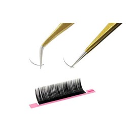 Tvoip 2 Pcs Gold Stainless Steel Tweezers for Eyelash Extensions, Straight and Curved Tip Tweezers Nippers, False Lash Application Tools