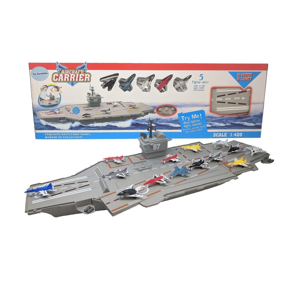 30 Inch Aircraft Carrier with Sound Effects and Light Up Runway (14 Fighter Jets)