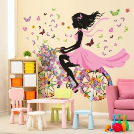 DEKOSH Girl Wall Decals for Kids Room | Wall Art Stickers with Butterflies and Flowers for Girls Bedroom Decor | Peel and Stick Girls Room Decorations for Nursery or Playroom