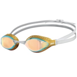 ARENA Unisex Adult Air-Speed Anti-Fog Racing Swim Goggles for Men and Women Special Air Seals Technology Mirror Lens, Yellow Copper/Gold