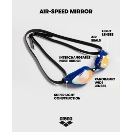 ARENA Unisex Adult Air-Speed Anti-Fog Racing Swim Goggles for Men and Women Special Air Seals Technology Mirror Lens, Yellow Copper/Gold ARENA Unisex Adult Air-Speed Anti-Fog Racing Swim Goggles for Men and Women Special Air Seals Technology Mirror Lens, Yellow Copper/Gold