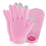 Codream Touch Screen Moisturizing Spa Gloves and Socks Set Gel Gloves and Socks Heal Eczema Cracked Dry Skin for Repair Treatment (Fuzzy Pink)