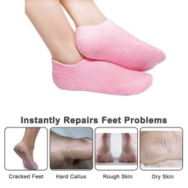 Codream Touch Screen Moisturizing Spa Gloves and Socks Set Gel Gloves and Socks Heal Eczema Cracked Dry Skin for Repair Treatment (Fuzzy Pink) Codream Touch Screen Moisturizing Spa Gloves and Socks Set Gel Gloves and Socks Heal Eczema Cracked Dry Skin for Repair Treatment (Fuzzy Pink)
