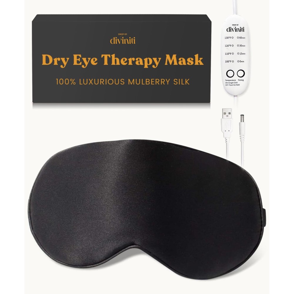 Heated Eye Mask for Dry Eye Relief - Stye Treatment, Warm Compress for Sinus, Electric Warming Patch With Moist Heat - Black