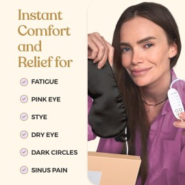 Heated Eye Mask for Dry Eye Relief - Stye Treatment, Warm Compress for Sinus, Electric Warming Patch With Moist Heat - Black