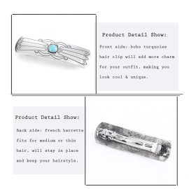 Yean Boho Turquoise Hair Clip Vintage Barrettes Minimalist Hair Pin for Women and Girls (Silver) Yean Boho Turquoise Hair Clip Vintage Barrettes Minimalist Hair Pin for Women and Girls (Silver)