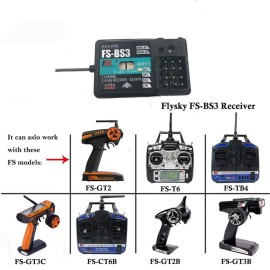 Flysky FS-BS3 FS-BS4 FS-BS6 Receiver with Gyro Stabilization System for S-GT2 FS-GT2B FS-GT3B RC Transmitter Spare Part Accessories Vehicle Toys (FS-BS3)