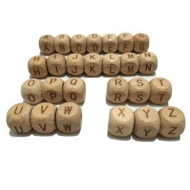 104pcs Square Wood Alphabet Beads 12MM Natural Beech Wooden Letter Beads for Jewelry Making DIY Beads Necklace (Wood Letter 104pcs)
