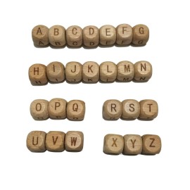 104pcs Square Wood Alphabet Beads 12MM Natural Beech Wooden Letter Beads for Jewelry Making DIY Beads Necklace (Wood Letter 104pcs)