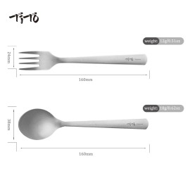 TiTo Titanium Bright Colorful Ultra Lightweight Titanium Camping Utensil Set Eco-Friendly Titanium Spork Spoon for Backpacking Hiking Outdoors (Sandblasting)