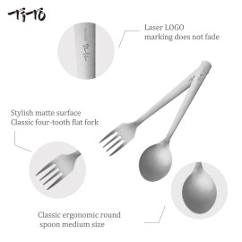 TiTo Titanium Bright Colorful Ultra Lightweight Titanium Camping Utensil Set Eco-Friendly Titanium Spork Spoon for Backpacking Hiking Outdoors (Sandblasting)