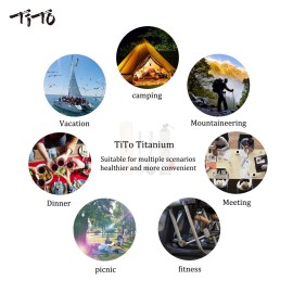 TiTo Titanium Bright Colorful Ultra Lightweight Titanium Camping Utensil Set Eco-Friendly Titanium Spork Spoon for Backpacking Hiking Outdoors (Sandblasting)