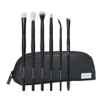 Morphe Eye Stunners Makeup Brushes - 6 Piece Eyeshadow Brush Set - Lining, Blending & Angled Eyeshadow Brushes - Made with Natural & Synthetic Bristles and Includes Makeup Brush Case (6 Count)