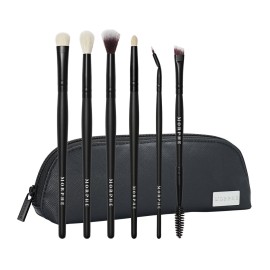 Morphe Eye Stunners Makeup Brushes - 6 Piece Eyeshadow Brush Set - Lining, Blending & Angled Eyeshadow Brushes - Made with Natural & Synthetic Bristles and Includes Makeup Brush Case (6 Count)