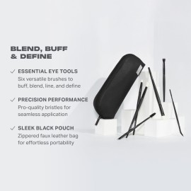 Morphe Eye Stunners Makeup Brushes - 6 Piece Eyeshadow Brush Set - Lining, Blending & Angled Eyeshadow Brushes - Made with Natural & Synthetic Bristles and Includes Makeup Brush Case (6 Count)