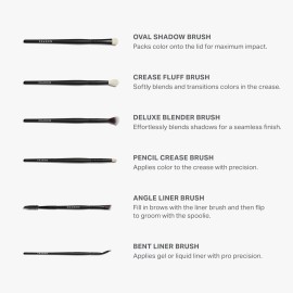 Morphe Eye Stunners Makeup Brushes - 6 Piece Eyeshadow Brush Set - Lining, Blending & Angled Eyeshadow Brushes - Made with Natural & Synthetic Bristles and Includes Makeup Brush Case (6 Count)