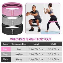 Resistance Bands, Fabric Workout Bands for Women & Men, Cloth Booty Resistance Loop Bands, Non-Slip Thick Squat Bands for Butt, Legs, Thigh, Hip and Glute Excersing, Home Fitness, Pilates, Yoga