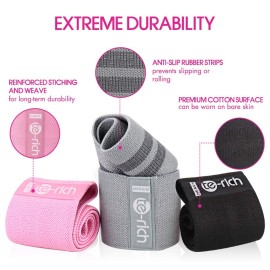 Resistance Bands, Fabric Workout Bands for Women & Men, Cloth Booty Resistance Loop Bands, Non-Slip Thick Squat Bands for Butt, Legs, Thigh, Hip and Glute Excersing, Home Fitness, Pilates, Yoga