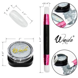 Nail Powder WENIDA 8 Jar Unicorn Iridescent Pearl Shell Holographic Chrome Mirror Laser Glow Synthetic Resin Pigment Manicure Decoration with 8 False Nails and Silicone Brush