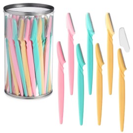 Glamlily 60 Pack Facial Dermaplaning Tool, Face Razors for Women\'s Hair Removal, 6-Inch Shavers Bulk Set in 3 Colors (Pink, Turquoise Blue, Light Yellow)