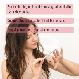 Ceramic Files for Nails, Manicure Fingernail Files with Cases, Expert Precision Filing, Leaves Nails Smooth- Perfect for Women, Men, Kids & Baby, Professional Manicure & Pedicure Kit