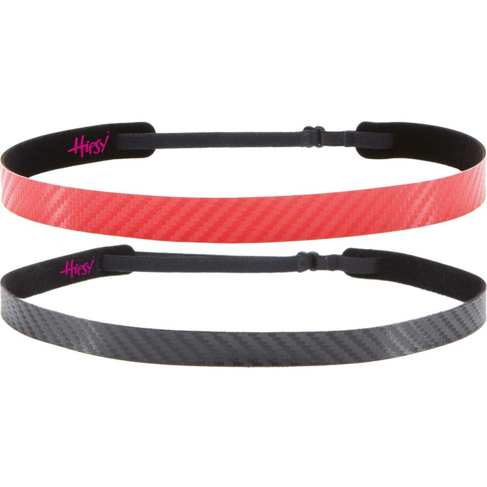 Hipsy Regular Size, Women\'s Adjustable NO Slip Skinny Tech Sport Headband 2pk Multi Packs (Black & Red 2pk)