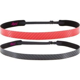 Hipsy Regular Size, Women\'s Adjustable NO Slip Skinny Tech Sport Headband 2pk Multi Packs (Black & Red 2pk)