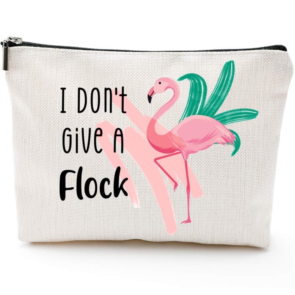 Blue Leaves Flamingo Makeup Bag,Flamingo Stuff Summer Cosmetic Bag,Funny Pun Gifts for Women Bestie, Gifts Toiletry Bag Graduation Birthday