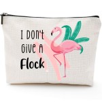 Blue Leaves Flamingo Makeup Bag,Flamingo Stuff Summer Cosmetic Bag,Funny Pun Gifts for Women Bestie, Gifts Toiletry Bag Graduation Birthday