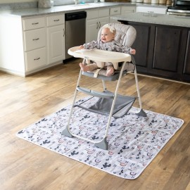BABYBOET Splat Mat for Baby - Under High Chair Floor Mat Protects Wood, Vinyl and Carpet from Spills - Waterproof 4 Layer Baby Mat Bundle with Waterproof Matching Smock (51 x 51)