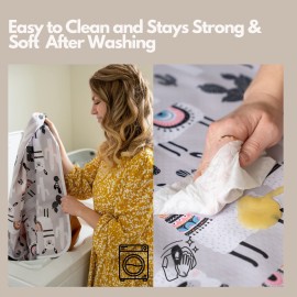 BABYBOET Splat Mat for Baby - Under High Chair Floor Mat Protects Wood, Vinyl and Carpet from Spills - Waterproof 4 Layer Baby Mat Bundle with Waterproof Matching Smock (51 x 51)