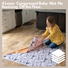 BABYBOET Splat Mat for Baby - Under High Chair Floor Mat Protects Wood, Vinyl and Carpet from Spills - Waterproof 4 Layer Baby Mat Bundle with Waterproof Matching Smock (51 x 51)