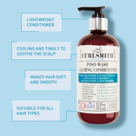 Curlsmith - Post-Wash Calming Conditioner - Vegan Cooling Rinse-Out Conditioner for any Hair Type, Scalp Soothing (12 fl oz)