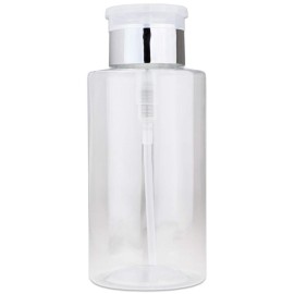 10oz Push Down Pump Dispenser Flip Top Cap Refillable Empty Bottle - Color: Silver - Lockable Travel Cosmetic Packaging Empty Bottle for Nail Polish Manicure