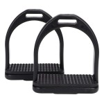 Tnfeeon 2PCS High Strength Stirrups, Black Engineering Plastics Stirrups with Non Slip Rubber Pad Horse Riding Tool Accessories(Small)