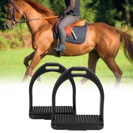 Tnfeeon 2PCS High Strength Stirrups, Black Engineering Plastics Stirrups with Non Slip Rubber Pad Horse Riding Tool Accessories(Small)