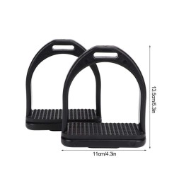 Tnfeeon 2PCS High Strength Stirrups, Black Engineering Plastics Stirrups with Non Slip Rubber Pad Horse Riding Tool Accessories(Small)