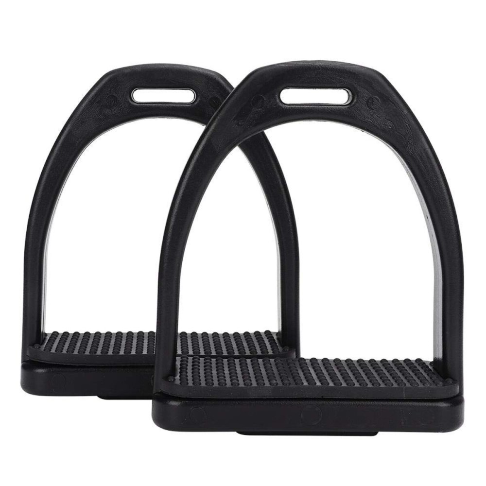 Tnfeeon 2PCS High Strength Stirrups, Black Engineering Plastics Stirrups with Non Slip Rubber Pad Horse Riding Tool Accessories(Big)